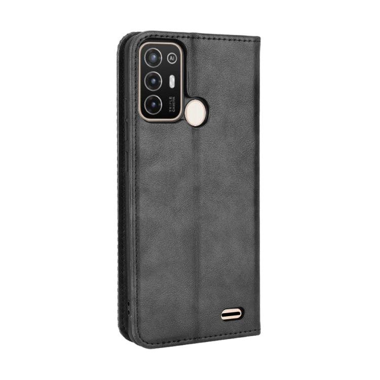 Magnetic Buckle Retro Crazy Horse Leather Phone Case, Compatible with ZTE Blade A52