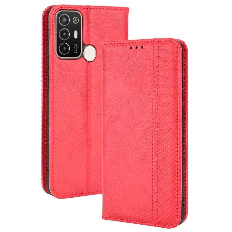 Magnetic Buckle Retro Crazy Horse Leather Phone Case, Compatible with ZTE Blade A52