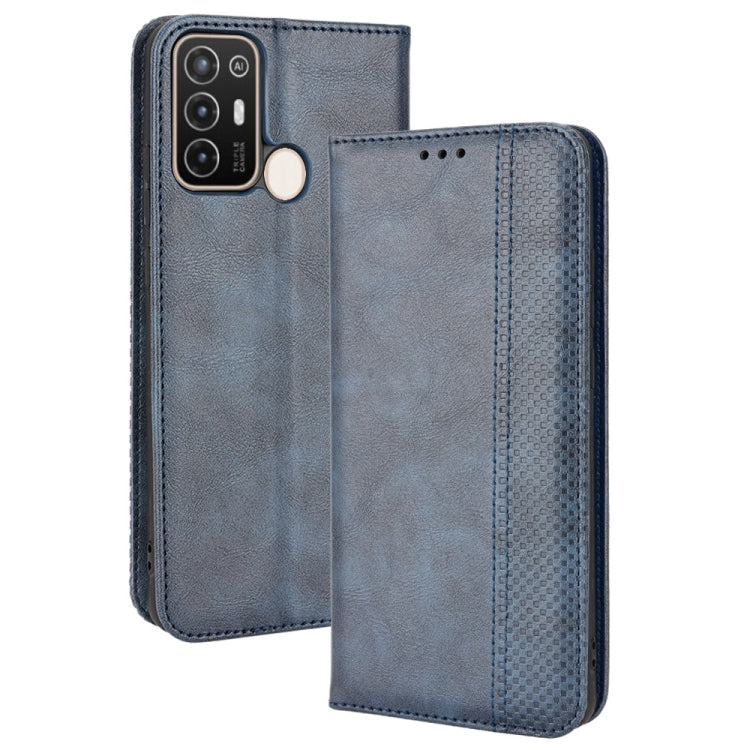 Magnetic Buckle Retro Crazy Horse Leather Phone Case, Compatible with ZTE Blade A52