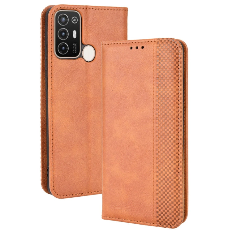 Magnetic Buckle Retro Crazy Horse Leather Phone Case, Compatible with ZTE Blade A52