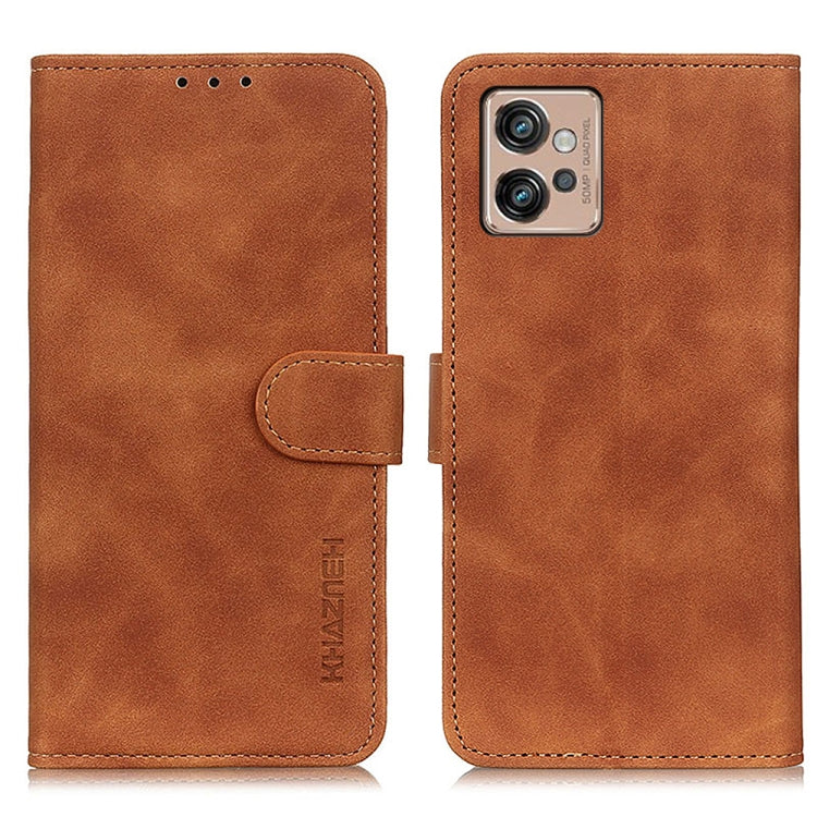 KHAZNEH Retro Texture Leather Phone Case, Compatible with Motorola Moto G32 4G