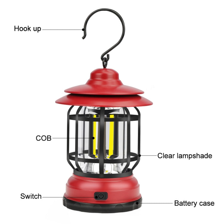 Portable Retro Hanging Lamp Lantern Camping Tent Light, USB Charging