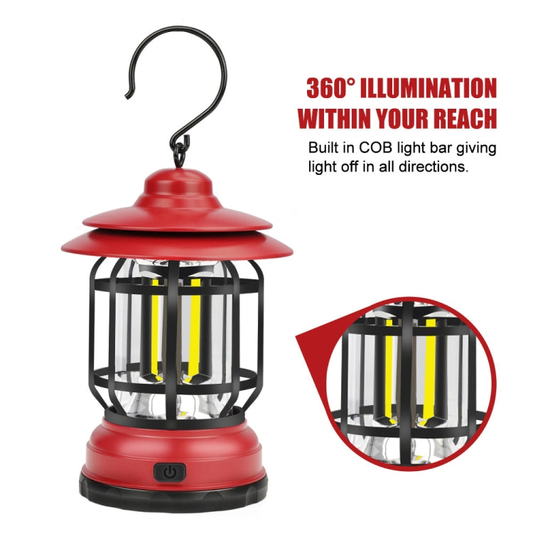 Portable Retro Hanging Lamp Lantern Camping Tent Light, USB Charging