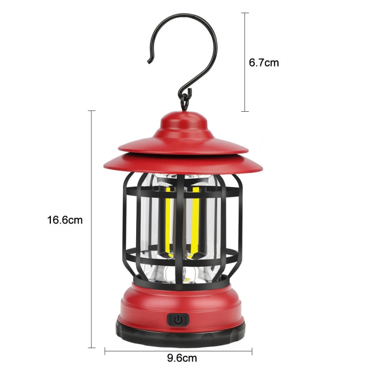 Portable Retro Hanging Lamp Lantern Camping Tent Light, USB Charging