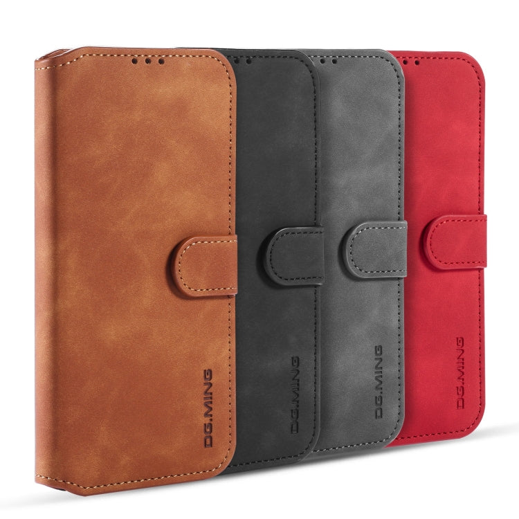DG.MING Retro Oil Side Horizontal Flip Case with Holder & Card Slots & Wallet, Compatible with Huawei P40 Lite / Nova 6 SE