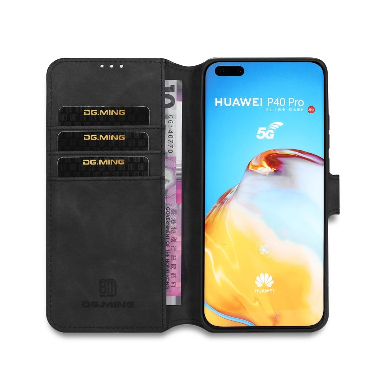 DG.MING Retro Oil Side Horizontal Flip Case with Holder & Card Slots & Wallet, Compatible with Huawei P40 Pro