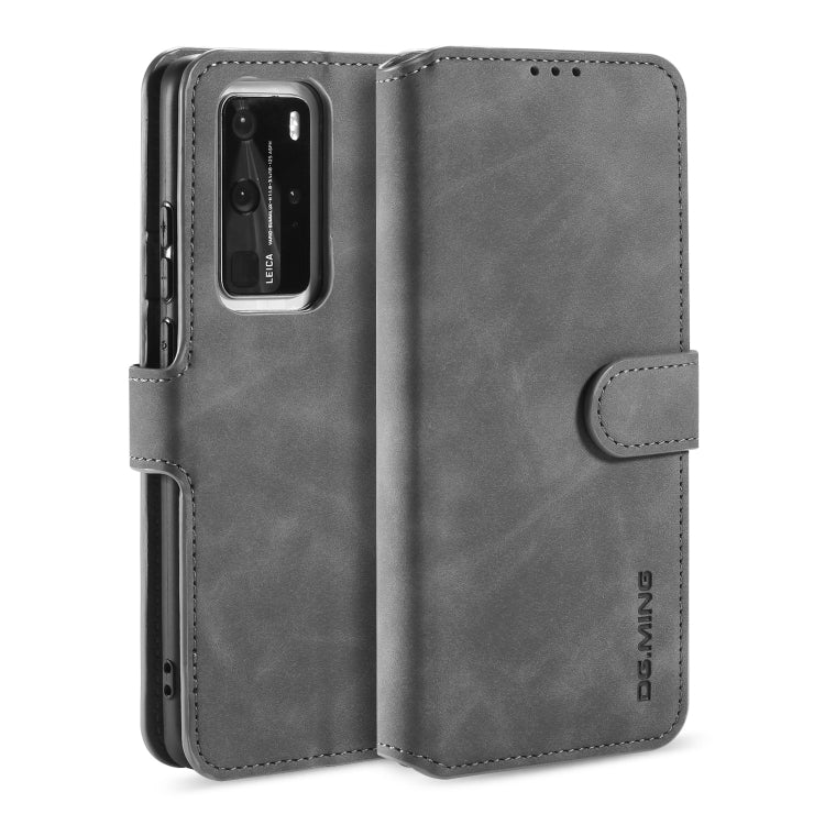 DG.MING Retro Oil Side Horizontal Flip Case with Holder & Card Slots & Wallet, Compatible with Huawei P40 Pro