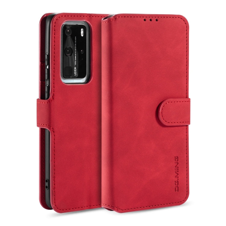 DG.MING Retro Oil Side Horizontal Flip Case with Holder & Card Slots & Wallet, Compatible with Huawei P40 Pro