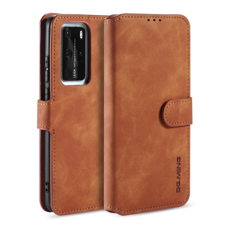 DG.MING Retro Oil Side Horizontal Flip Case with Holder & Card Slots & Wallet, Compatible with Huawei P40 Pro