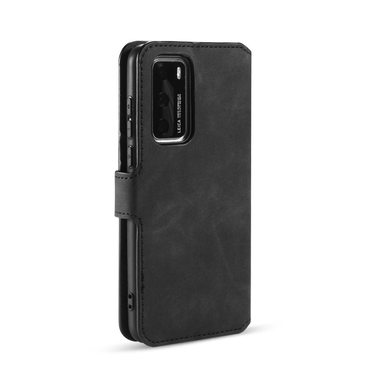 DG.MING Retro Oil Side Horizontal Flip Case with Holder & Card Slots & Wallet, Compatible with Huawei P40