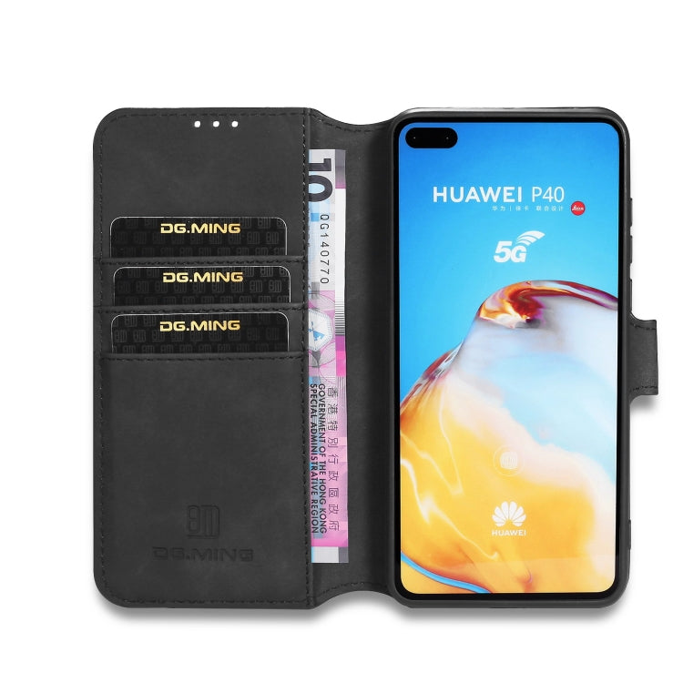 DG.MING Retro Oil Side Horizontal Flip Case with Holder & Card Slots & Wallet, Compatible with Huawei P40