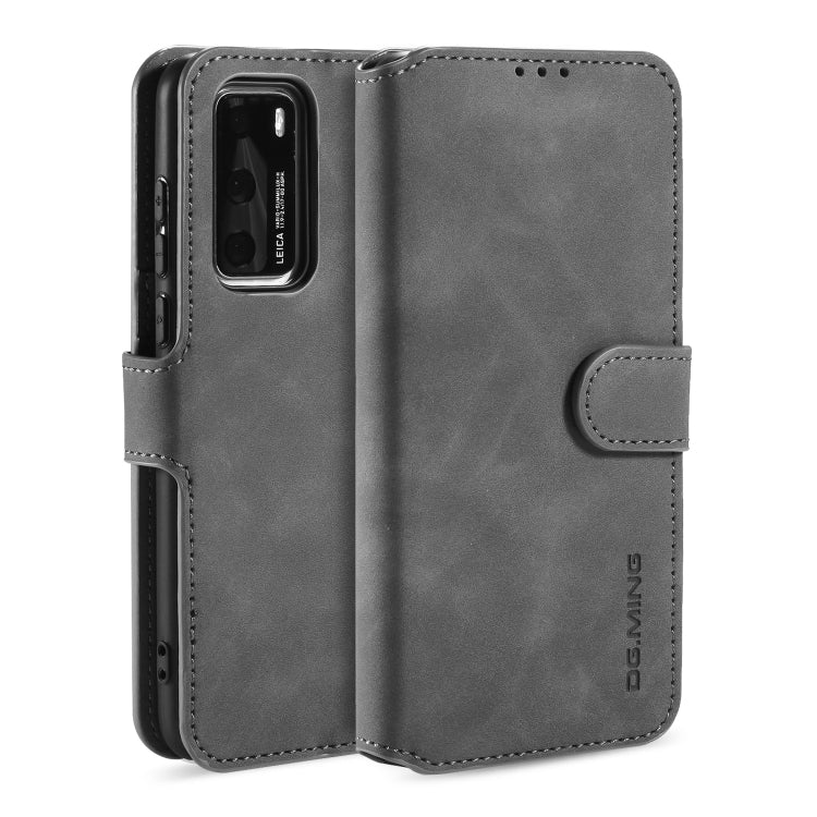 DG.MING Retro Oil Side Horizontal Flip Case with Holder & Card Slots & Wallet, Compatible with Huawei P40