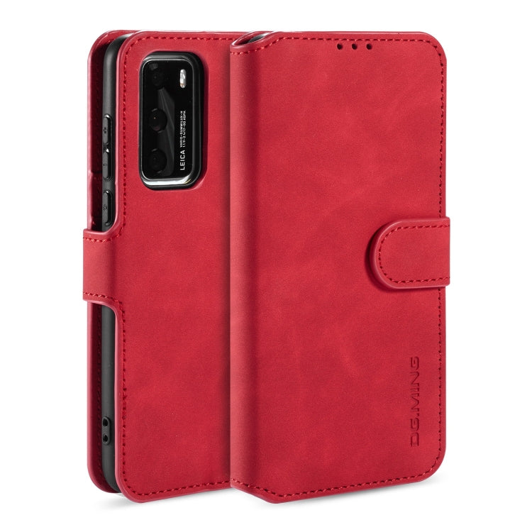 DG.MING Retro Oil Side Horizontal Flip Case with Holder & Card Slots & Wallet, Compatible with Huawei P40