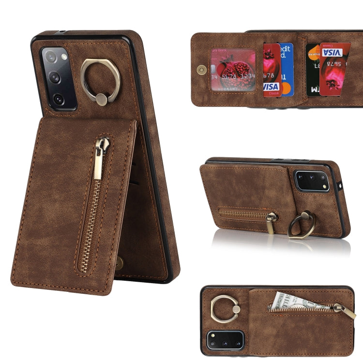 Retro Ring and Zipper RFID Card Slot Phone Case, For Samsung Galaxy S20