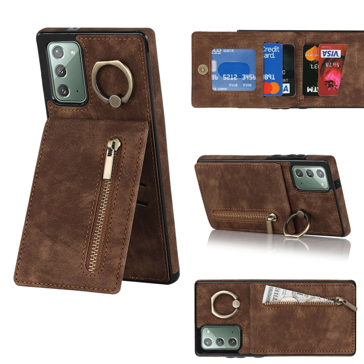 Retro Ring and Zipper RFID Card Slot Phone Case, For Samsung Galaxy Note20