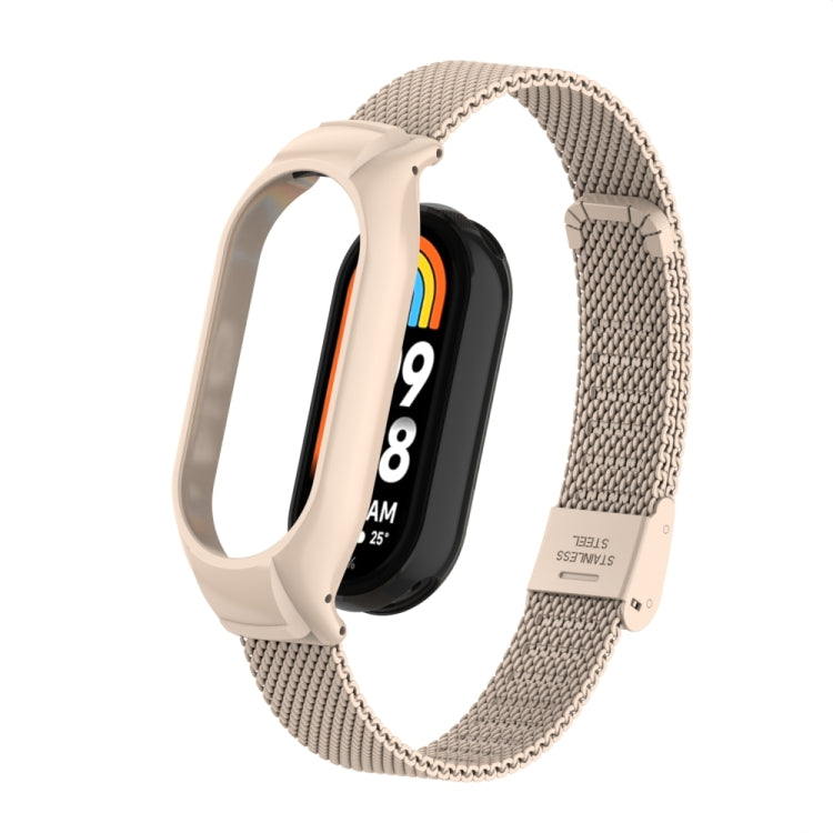 Integrated Mental Case + Steel Mesh Buckle Watch Band, Compatible with Xiaomi Mi Band 8