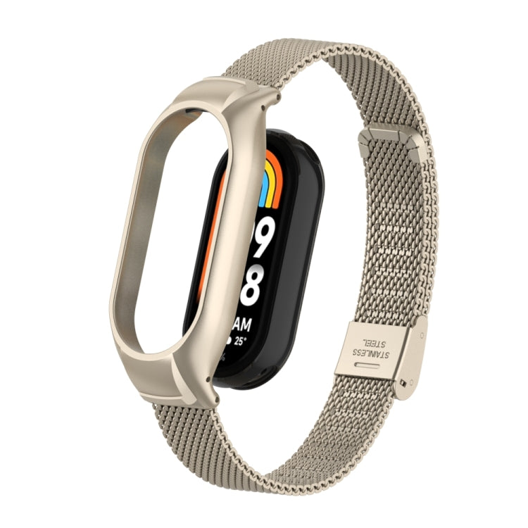 Integrated Mental Case + Steel Mesh Buckle Watch Band, Compatible with Xiaomi Mi Band 8