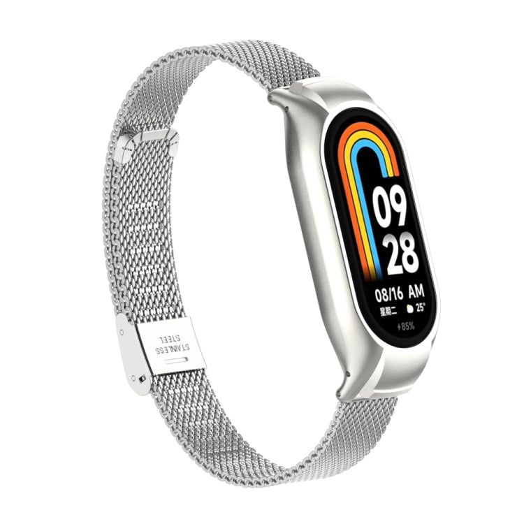 Integrated Mental Case + Steel Mesh Buckle Watch Band, Compatible with Xiaomi Mi Band 8