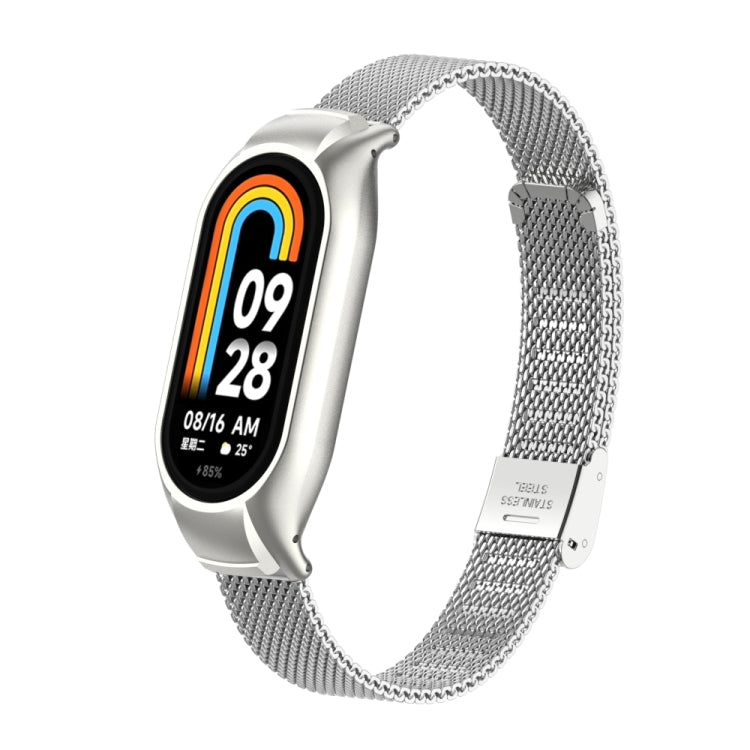 Integrated Mental Case + Steel Mesh Buckle Watch Band, Compatible with Xiaomi Mi Band 8