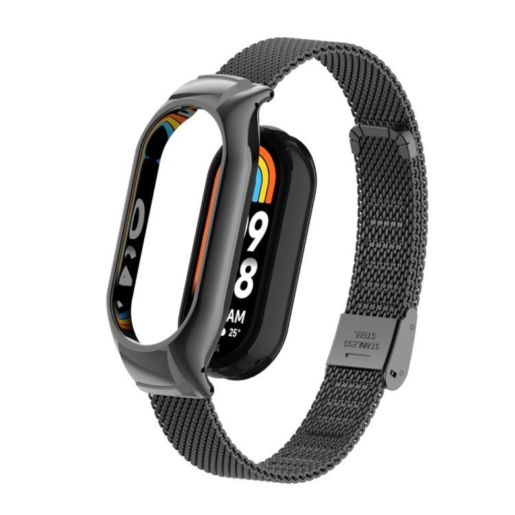Integrated Mental Case + Steel Mesh Buckle Watch Band, Compatible with Xiaomi Mi Band 8