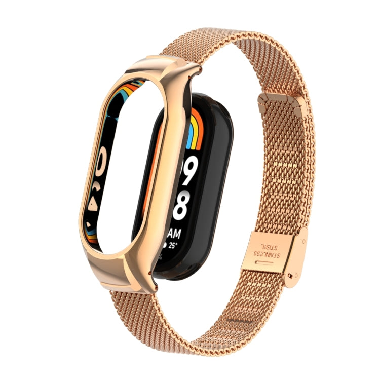 Integrated Mental Case + Steel Mesh Buckle Watch Band, Compatible with Xiaomi Mi Band 8