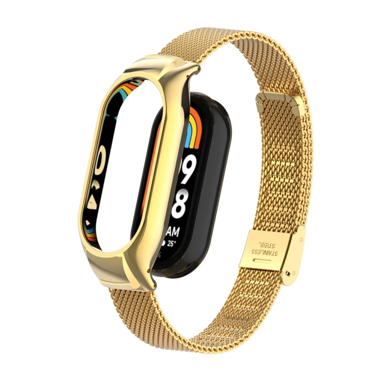 Integrated Mental Case + Steel Mesh Buckle Watch Band, Compatible with Xiaomi Mi Band 8