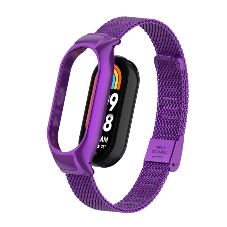 Integrated Mental Case + Steel Mesh Buckle Watch Band, Compatible with Xiaomi Mi Band 8