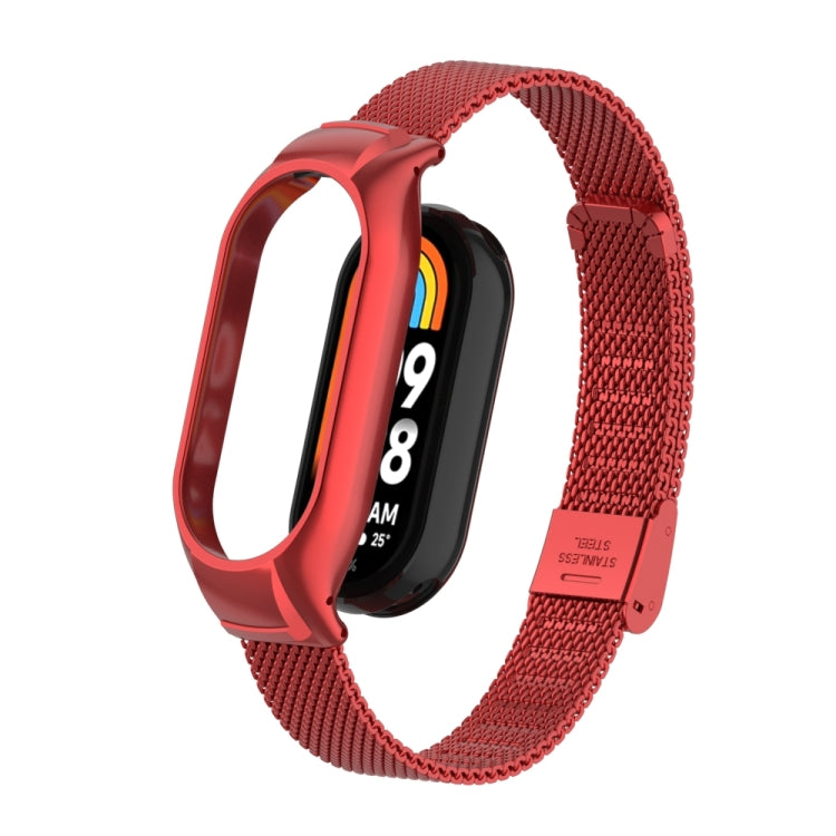 Integrated Mental Case + Steel Mesh Buckle Watch Band, Compatible with Xiaomi Mi Band 8