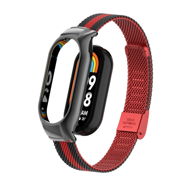 Integrated Mental Case + Steel Mesh Buckle Watch Band, Compatible with Xiaomi Mi Band 8