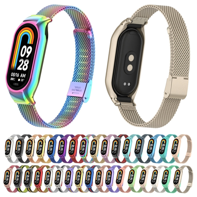 Integrated Mental Case + Steel Mesh Buckle Watch Band, Compatible with Xiaomi Mi Band 8