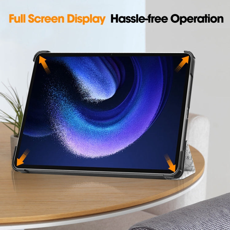 Custer Painted 3-Fold Stand Leather Smart Tablet Case