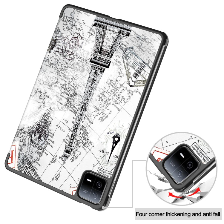 Custer Painted 3-Fold Stand Leather Smart Tablet Case