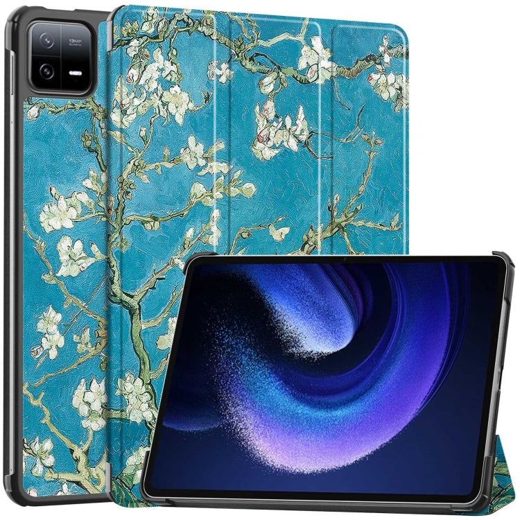 Custer Painted 3-Fold Stand Leather Smart Tablet Case