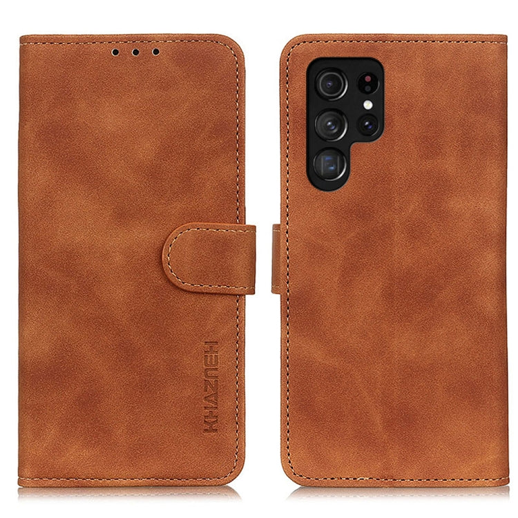 KHAZNEH Retro Texture Horizontal Flip Leather Phone Case, Compatible with Samsung Galaxy S24 Ultra