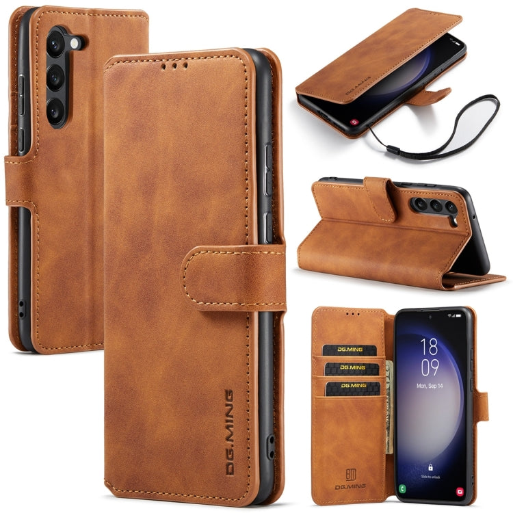 DG.MING Retro Oil Edge Flip Leather Phone Case, Compatible with Samsung Galaxy S23 5G