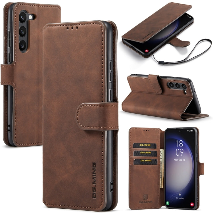 DG.MING Retro Oil Edge Flip Leather Phone Case, Compatible with Samsung Galaxy S23 5G