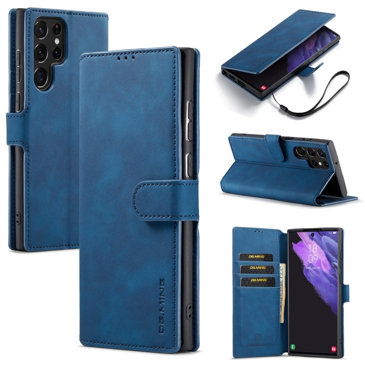 DG.MING Retro Oil Edge Flip Leather Phone Case, Compatible with Samsung Galaxy S23 Ultra 5G