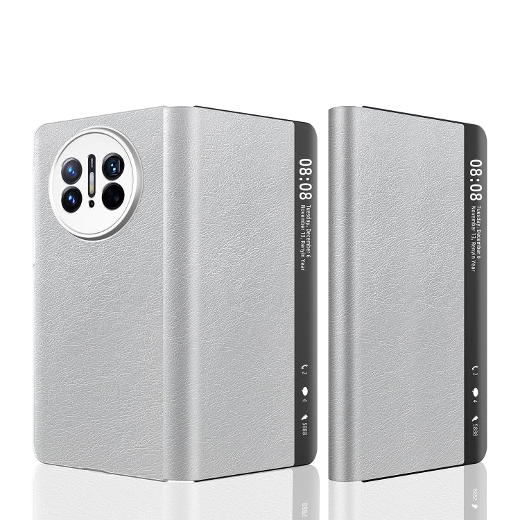 Retro Magnetic Side Window View Leather Smart Phone Case, Compatible with Huawei Mate X3