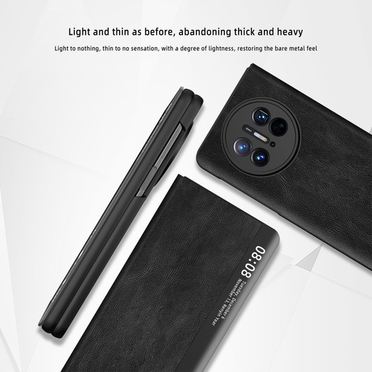 Retro Magnetic Side Window View Leather Smart Phone Case, Compatible with Huawei Mate X3