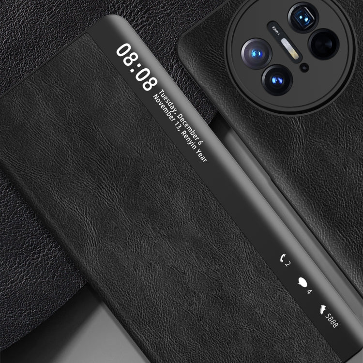 Retro Magnetic Side Window View Leather Smart Phone Case, Compatible with Huawei Mate X3