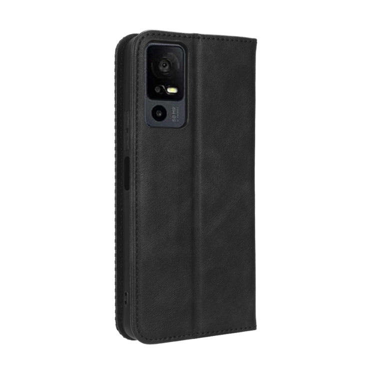 Magnetic Buckle Retro Texture Leather Phone Case, Compatible with TCL 40 XL