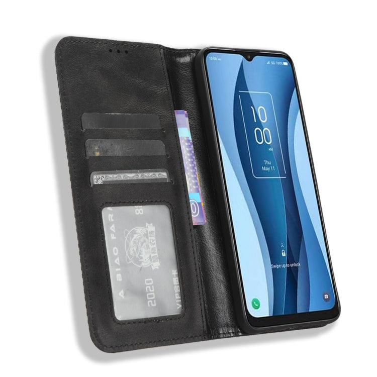 Magnetic Buckle Retro Texture Leather Phone Case, Compatible with TCL 40 XL