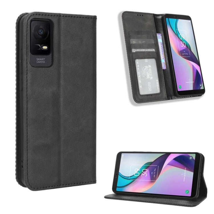 Magnetic Buckle Retro Texture Leather Phone Case, Compatible with TCL ION X