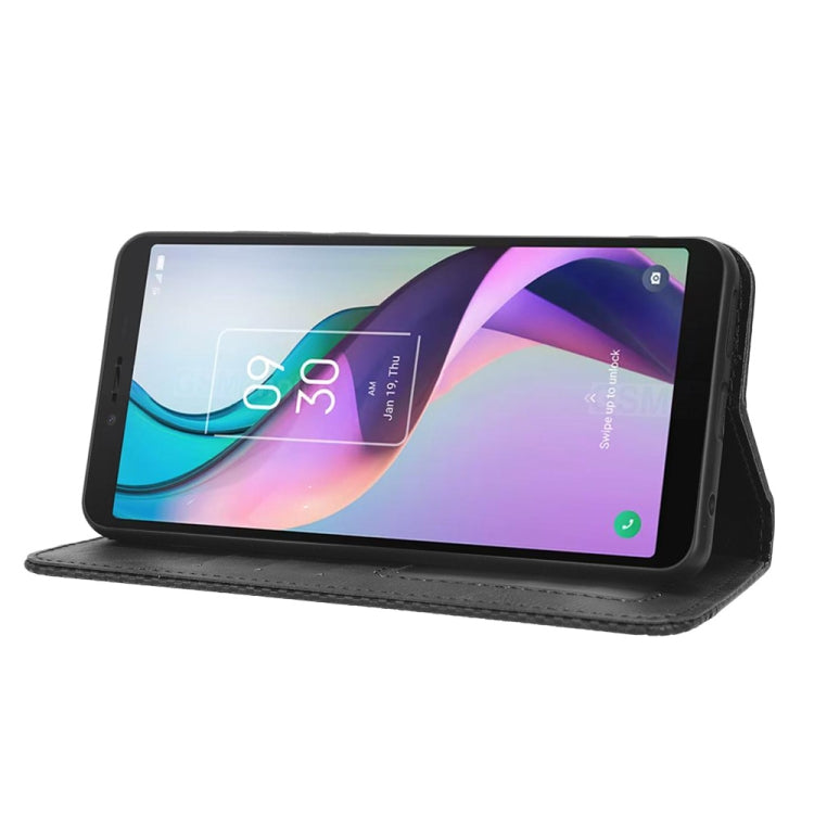 Magnetic Buckle Retro Texture Leather Phone Case, Compatible with TCL ION X