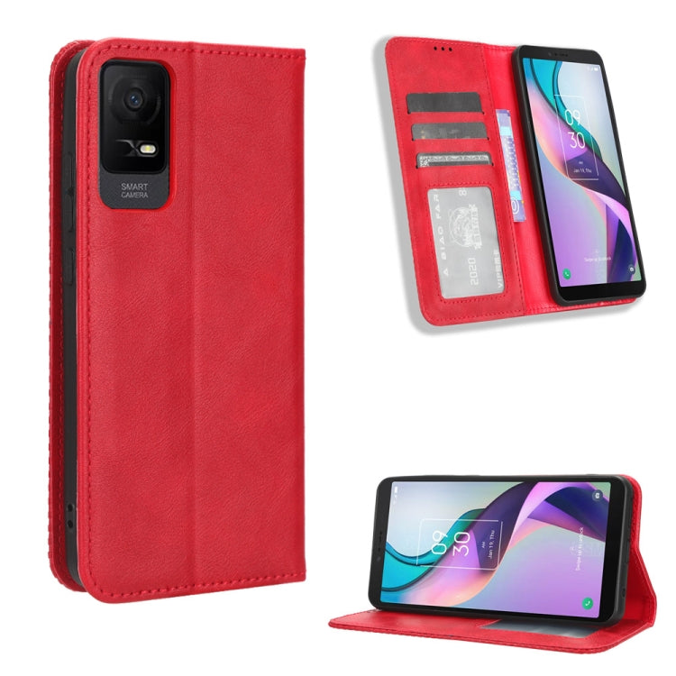 Magnetic Buckle Retro Texture Leather Phone Case, Compatible with TCL ION X