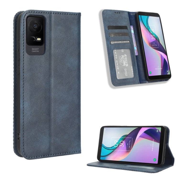 Magnetic Buckle Retro Texture Leather Phone Case, Compatible with TCL ION X