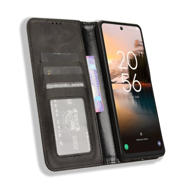 Magnetic Buckle Retro Texture Leather Phone Case, Compatible with TCL 40 NxtPaper 4G