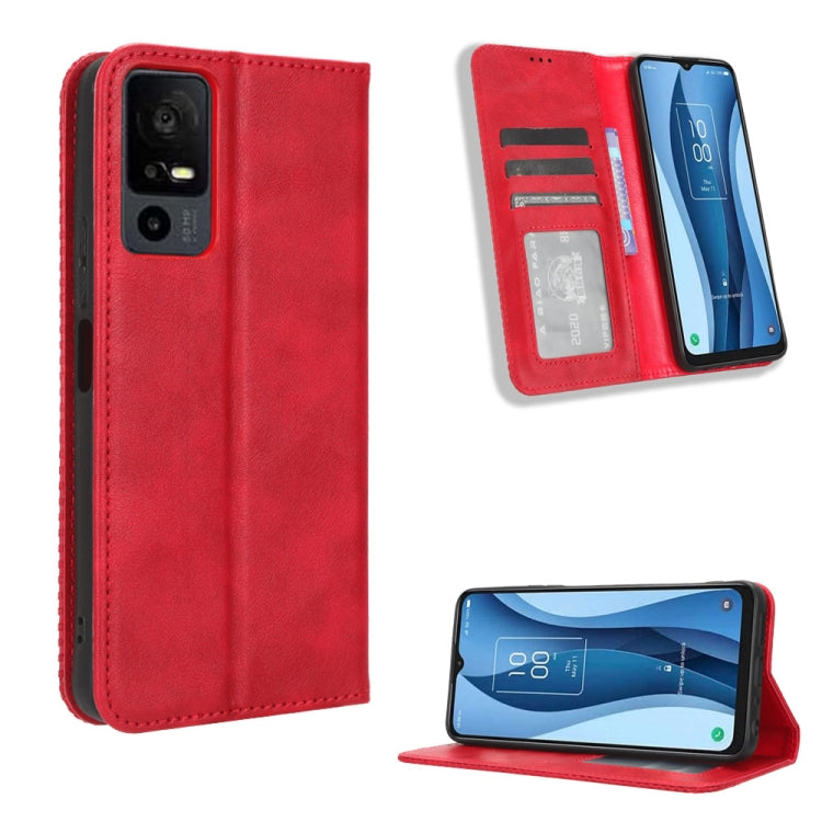 Magnetic Buckle Retro Texture Leather Phone Case, Compatible with TCL 40 XE 5G / 40 NxtPaper 5G