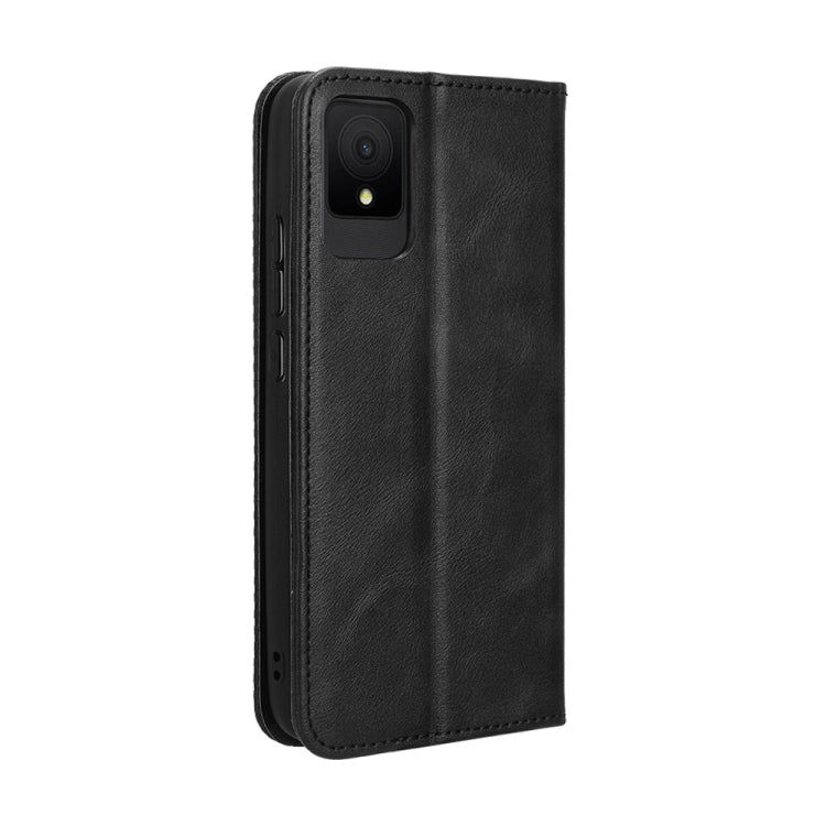 Magnetic Buckle Retro Texture Leather Phone Case, Compatible with TCL 502