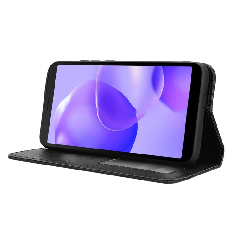 Magnetic Buckle Retro Texture Leather Phone Case, Compatible with TCL 502